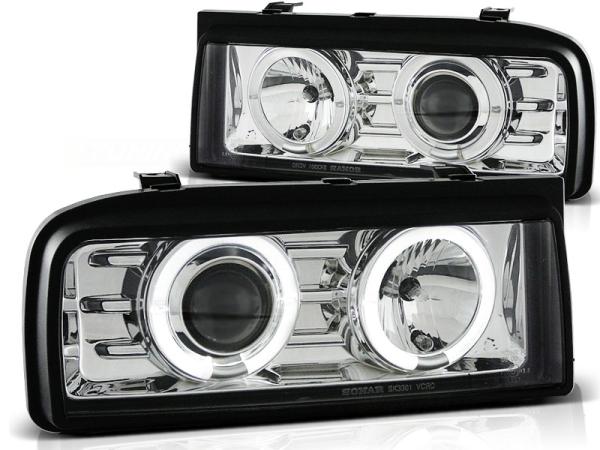 LED Angel Eyes Scheinwerfer für VW Corrado 88-95 chrom